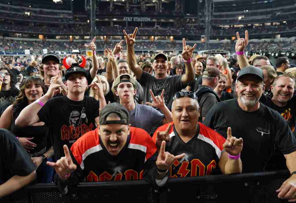 Arlington, Texas, USA: AC/DC fans show their support during the band's Power Up Tour at the AT&T Stadium on Monday April 14, 2025. (Photo by Javier Vicencio / Grand Prairie News)