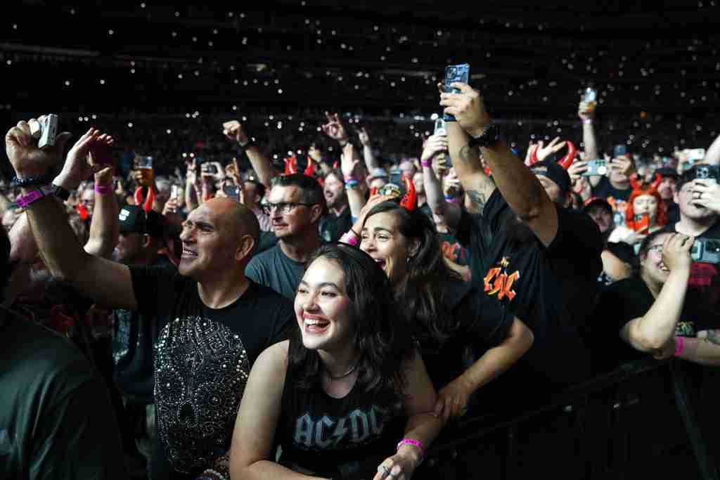 Arlington, Texas, USA: AC/DC fans show their support during the band's Power Up Tour at the AT&T Stadium on Monday April 14, 2025. (Photo by Javier Vicencio / Grand Prairie News)