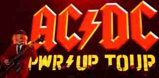 Arlington, Texas, USA: Angus Young, guitarist of the Australian rock band AC/DC, performs at the AT&T Stadium during their Power Up Tour on Monday April 14, 2025. (Photo by Javier Vicencio / Grand Prairie News)